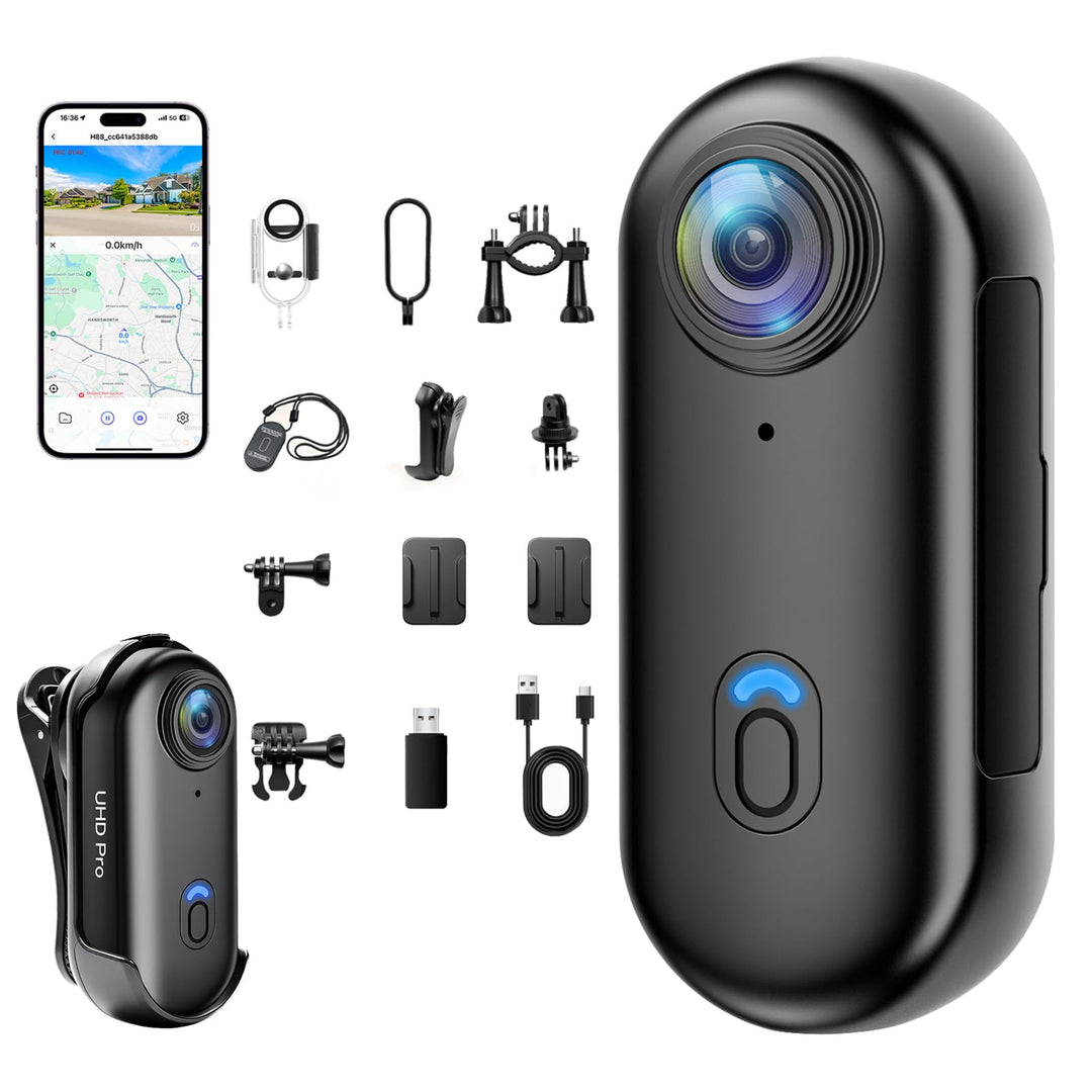 4K WiFi Actioncam Sportkamera 30M Wasserdicht, 38g Ultra-Leicht, 360° Drehbar, Mini Action Camera fü
