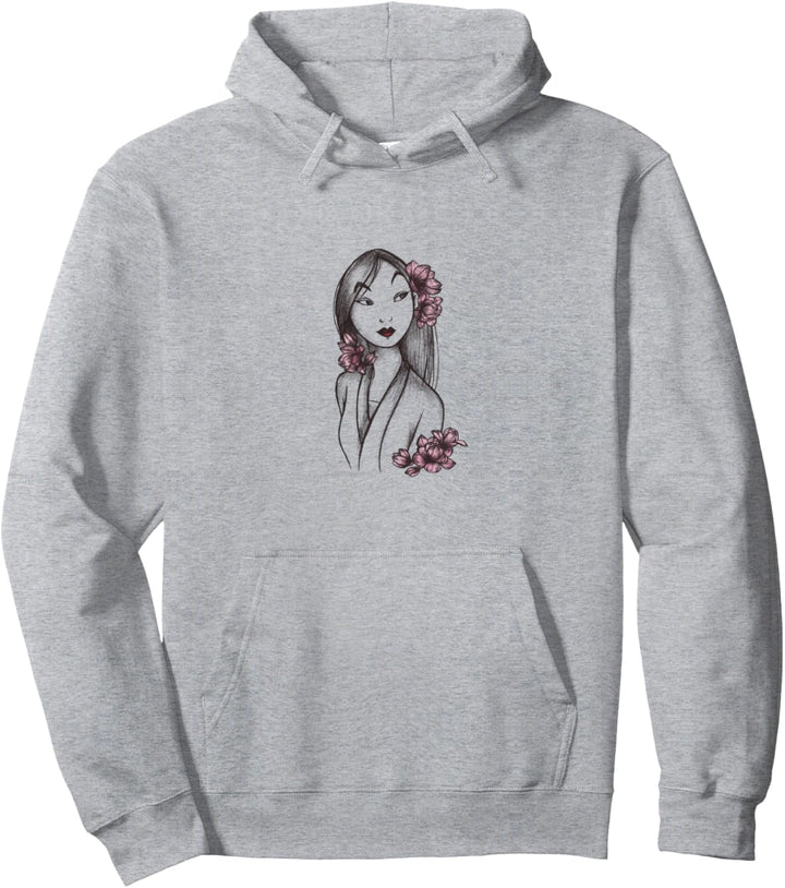 Disney Mulan Sketched Floral Hair Portrait Pullover Hoodie