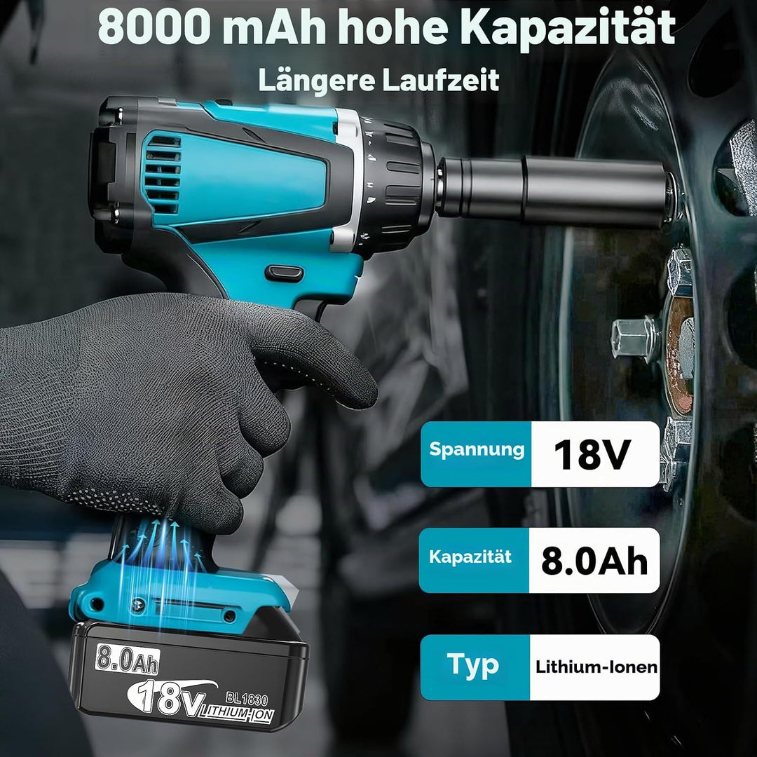 2 Stück 18V 8.0Ah Akku für Makita Li-ion Ersatzakku 8000mAh BL1860B BL1860 BL1850 BL1850B BL1840B BL