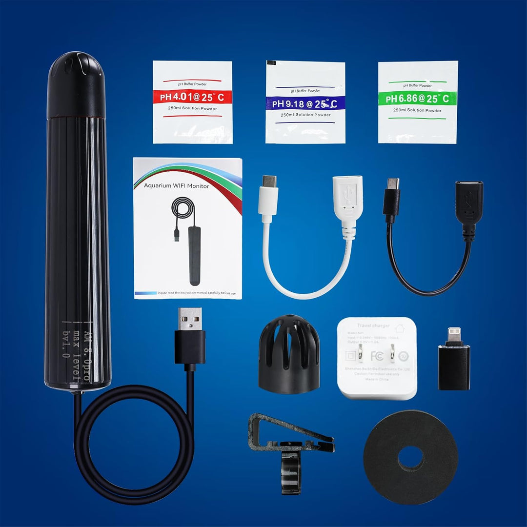 7-in-1 WiFi-Wassertester für Aquarien, Hydrokulturen, Schwimmbäder, pH/TDS/EC/ORP/Temp/Salzgehalt//S