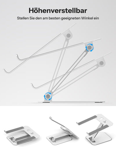 OMOTON Laptop Ständer Höhenverstellbar, Ergonomischer Aluminium Faltbarer Notebook Ständer, Laptop H