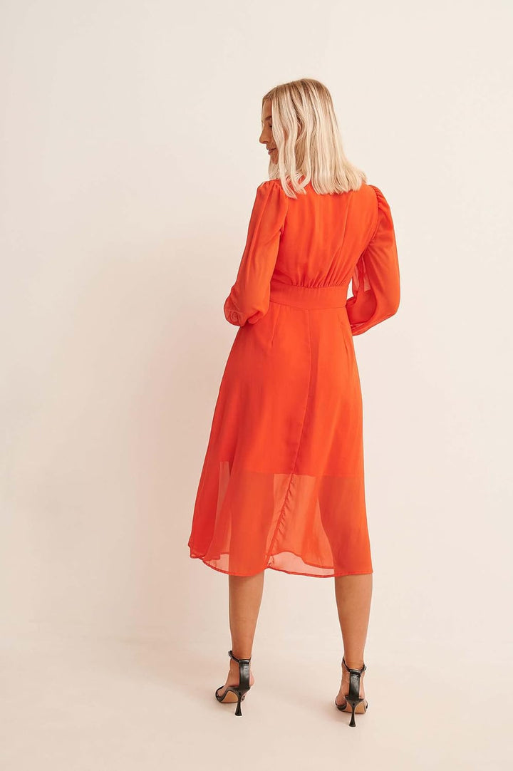NA-KD Damen Button Front Slit Dress Lässiges Kleid 44 Würziges Rot, 44 Würziges Rot
