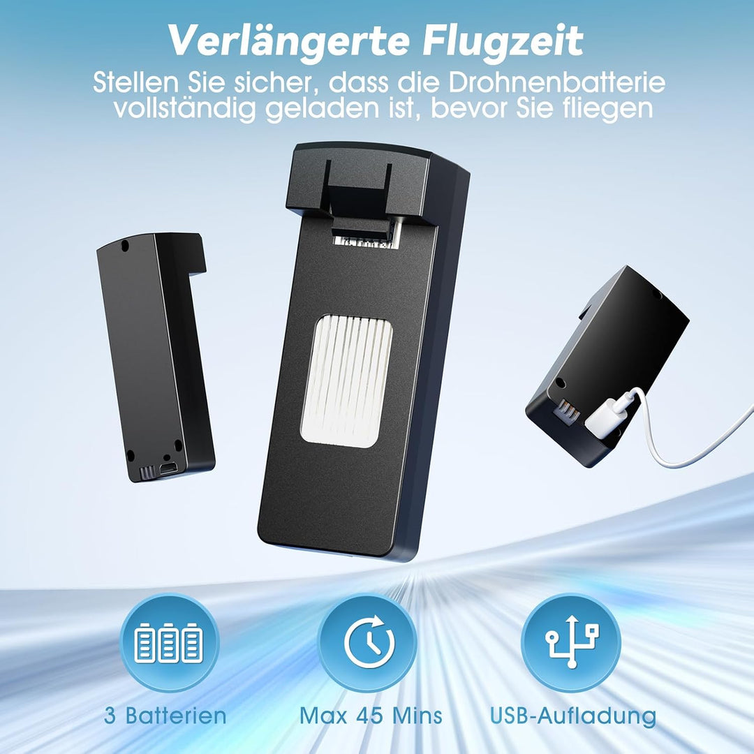 S165 Drohne mit Kamera 1080P für Erwachsene &amp; Anfänger,45 Minuten Flugzeit (3 Akkus), 5G WiFi Echtze