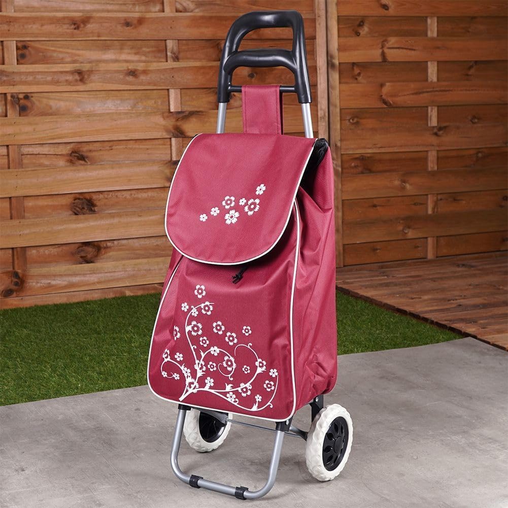 Einkaufstrolley Einkaufsroller Einkaufswagen Einkaufstasche auf Rollen weinrot 30 L 25 kg