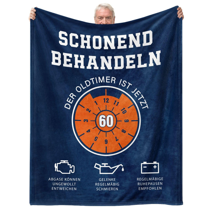 CheriGift 60 Geburtstag Mann Geschenke, Geschenk für Männer ab 60, Lustige Flanell Decke, Schonend B