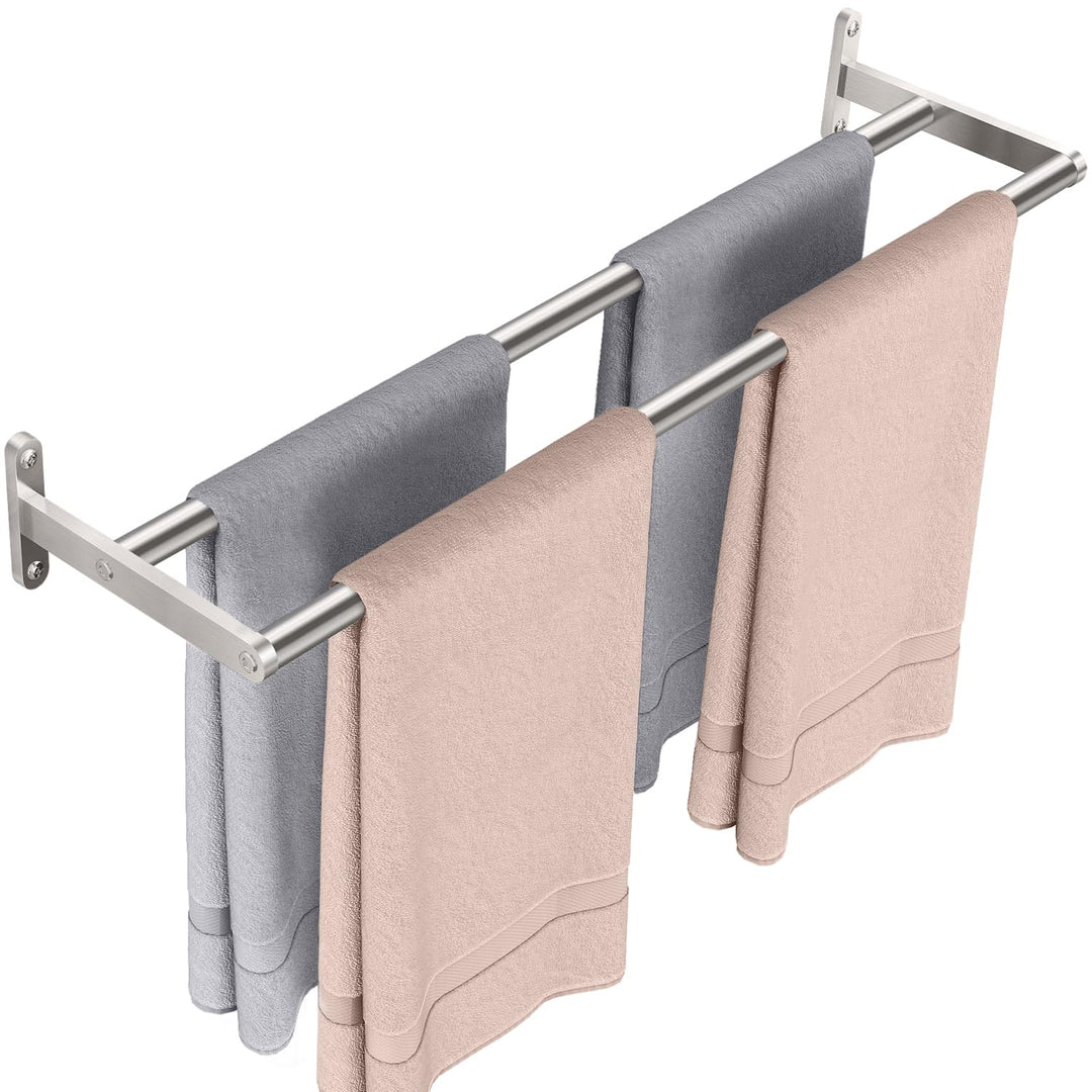 YUMORE Handtuchhalter Doppel 60CM Handtuchstange Wand Edelstahl Badetuchhalter 2 Stangen Badezimmer