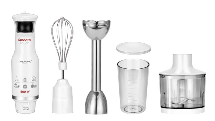 MPM MBL-28 Stabmixer-Set, Mixstab, Schnee-Besen, Multi-Messer, Einstellbare Geschwindigkeit, Zerklei