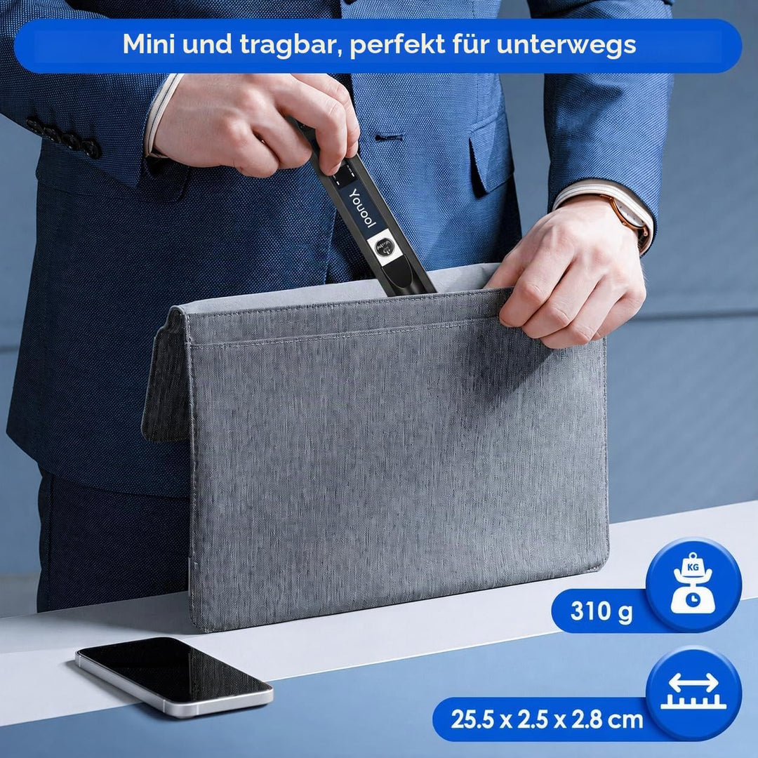 Handscanner Dokumentenscanner, A4 900 DPI Hohe Auflösung Farbfoto Portable Scanner, JPG/PDF Format U