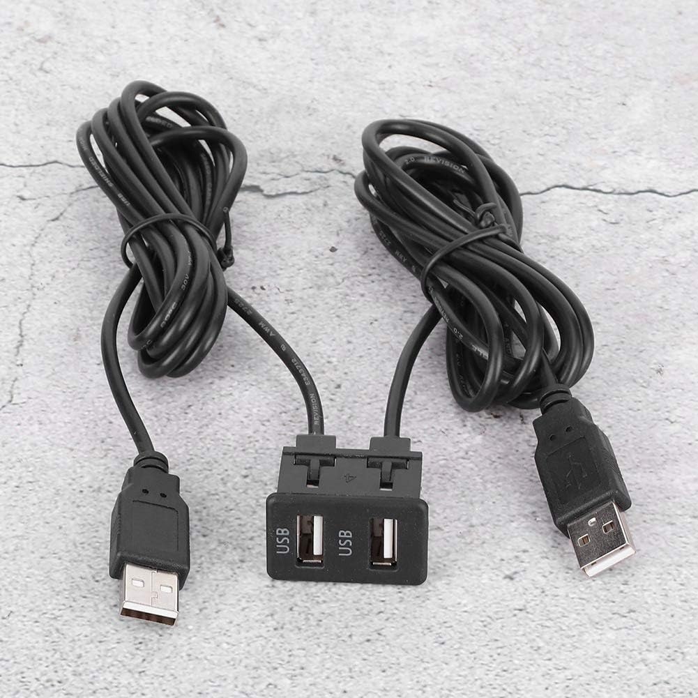KIMISS Auto USB-Verlängerungskabel mit Dual-USB-Anschlüssen,1,5 M Dual-USB-Armaturenbrett-Kabeladapt