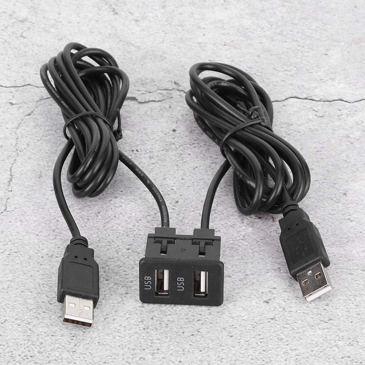 KIMISS Auto USB-Verlängerungskabel mit Dual-USB-Anschlüssen,1,5 M Dual-USB-Armaturenbrett-Kabeladapt