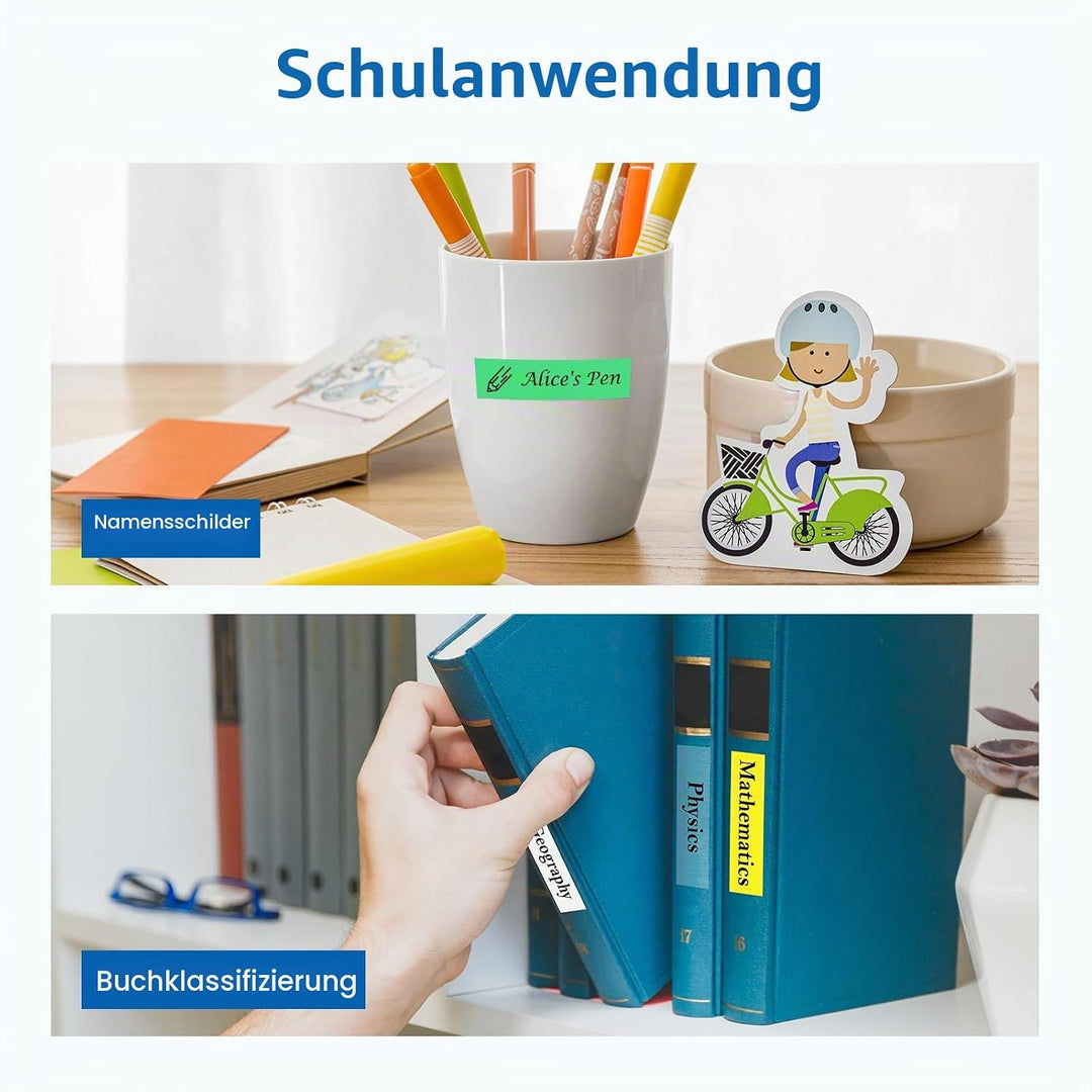 6er Pack Etikettenband Kompatibel mit DYMO Letratag Etikettenband Plastik 12mm x 4m Kompatibel mit L