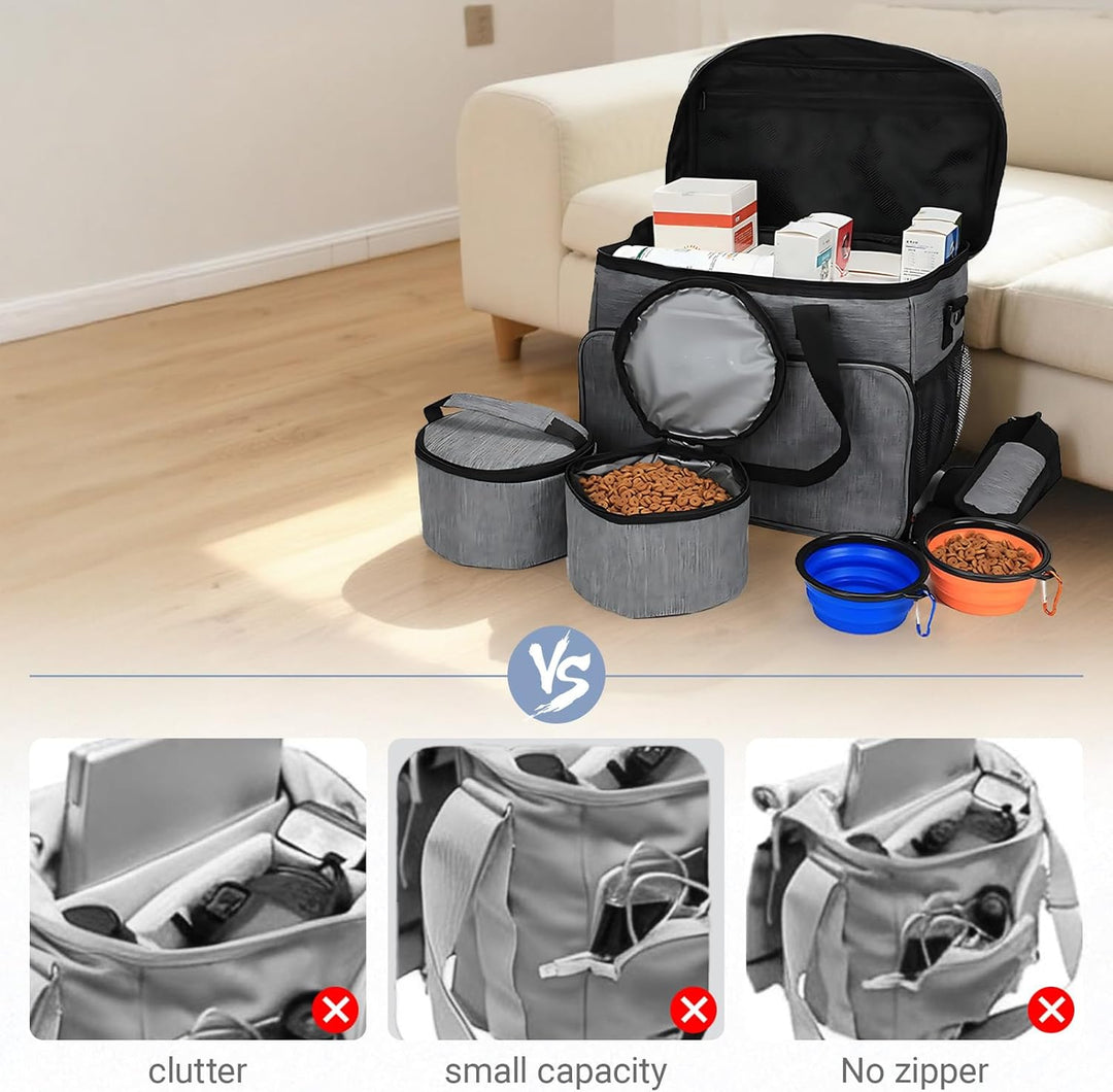 Hunde Reisetasche Grosse Hundetasche – hundereisetasche mit 2 Futterbehältern und 2 faltbaren Hunden