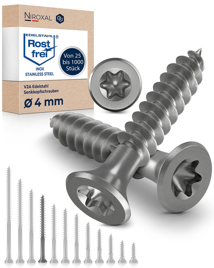 Edelstahlschrauben Torx Holzschrauben 4x55 Edelstahl V2A rostfrei Spanplattenschrauben für Holz Teil