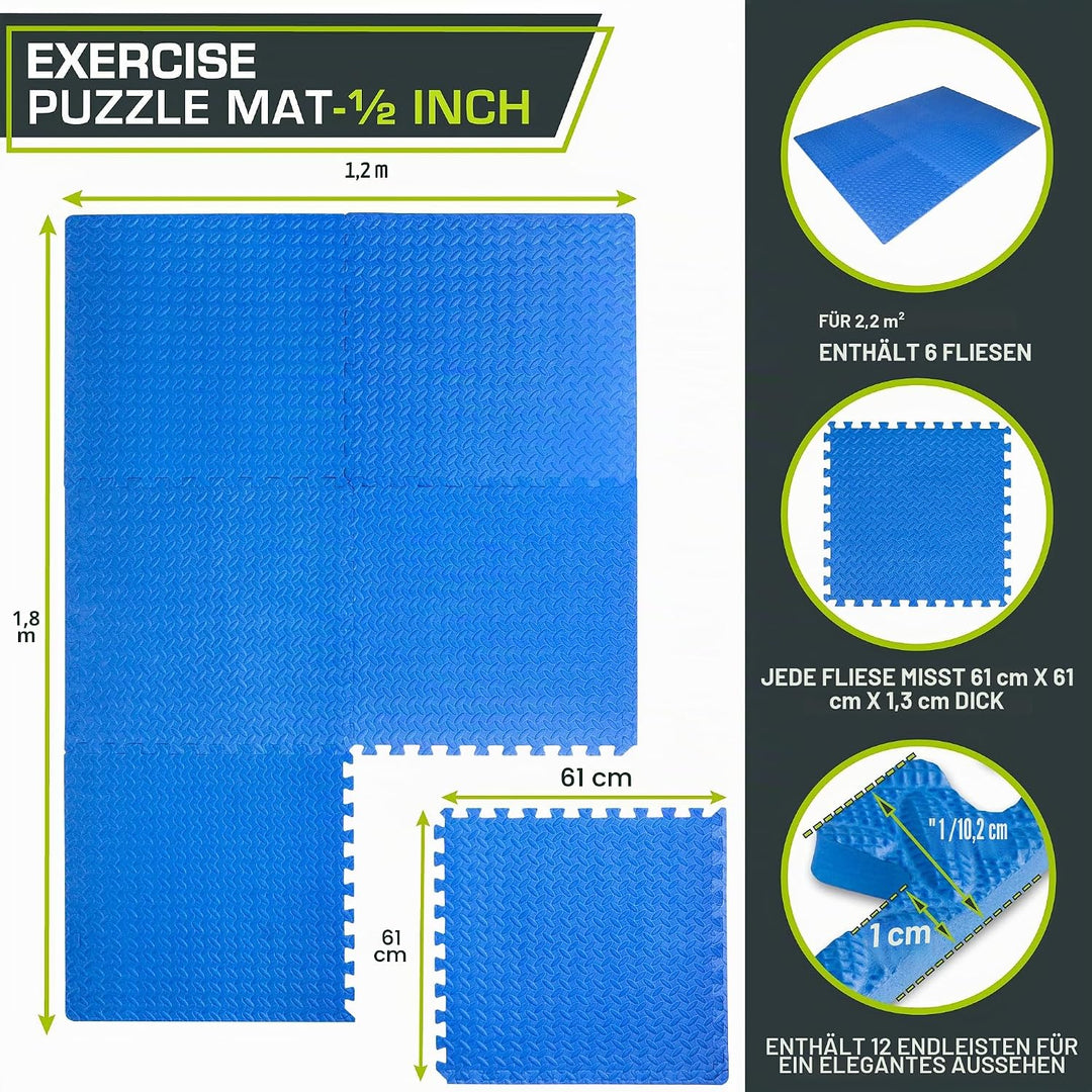 ProsourceFit Puzzle Exercise Mat ½ in, Eva Interlocking Foam Floor Tiles for Home Gym, Mat for Home
