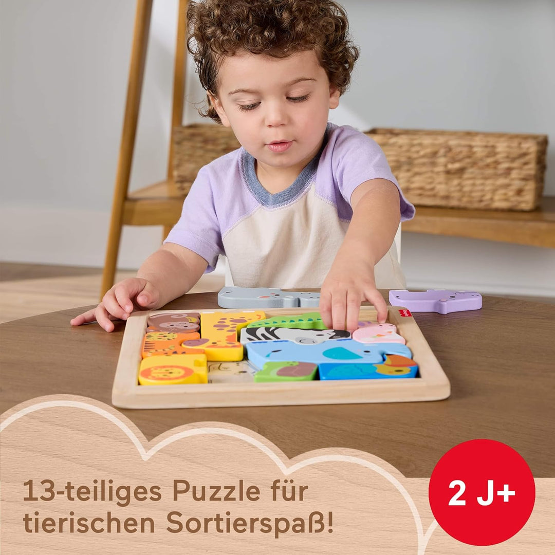 Fisher-Price 2-in-1-Tierwelt aus Holz, Aktivität zum Sortieren von Formen für Kindergartenkinder ab