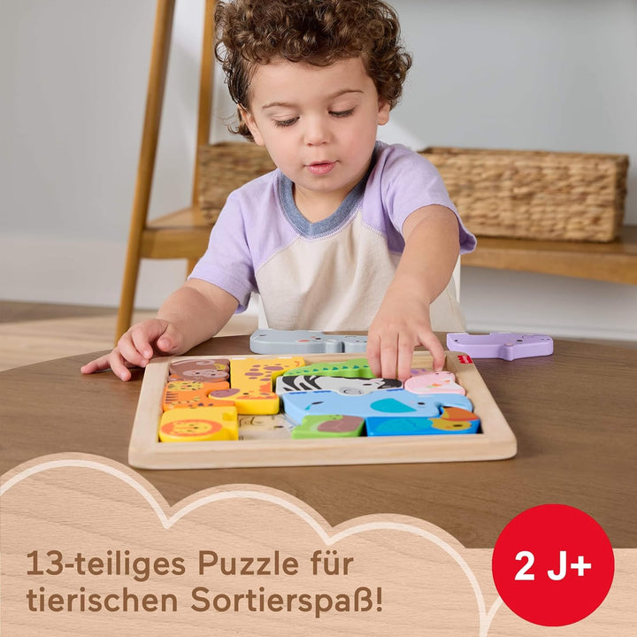 Fisher-Price 2-in-1-Tierwelt aus Holz, Aktivität zum Sortieren von Formen für Kindergartenkinder ab