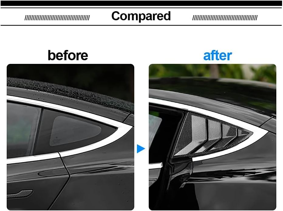 KUNGKIC Lüftungsöffnungen für hintere Seitenfenster, Lüftungsschlitze, für Tesla Modell 3 2017–2024,