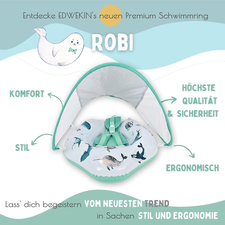 EDWEKIN® Einzigartiger Baby Schwimmring mit handgemalten Motiven | Innovative Baby Schwimmhilfe mit