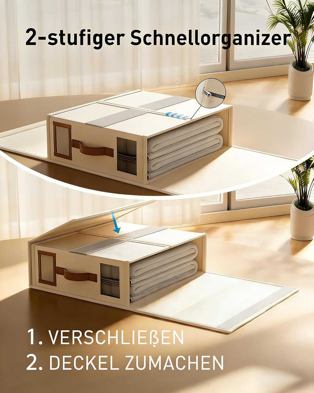 SwartLife 6er Set Bettwäsche Organizer Box - Premium Leinen-Mix Betttuch Aufbewahrung für King Size