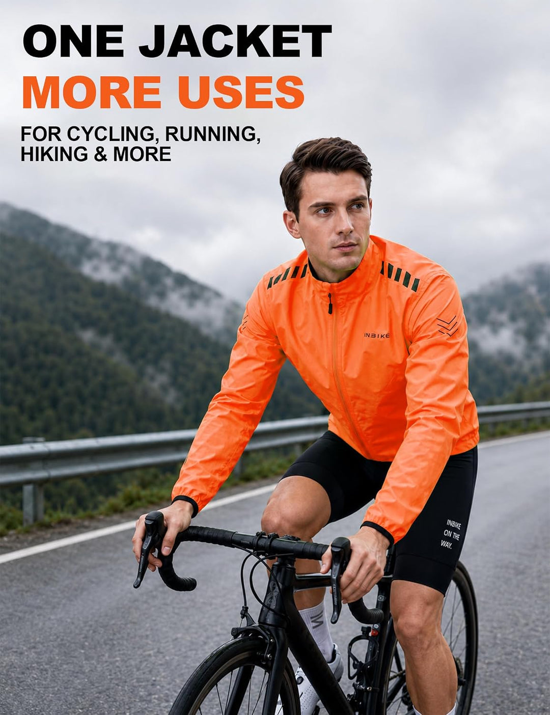 INBIKE Regenjacke Herren Leicht Fahrradjacke 10000 mmH₂O Wasserdichte Winddichte Outdoor Sport Jacke