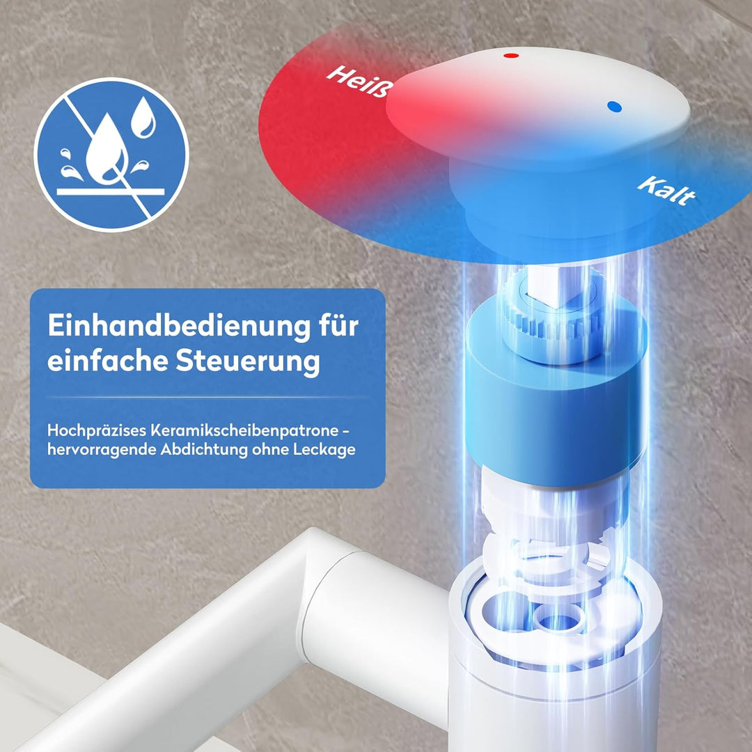 JONKEAN Wasserhahn Bad mit Temperaturanzeige(Batterielos), 1080° Drehbar Einhebelmischer Waschbecken