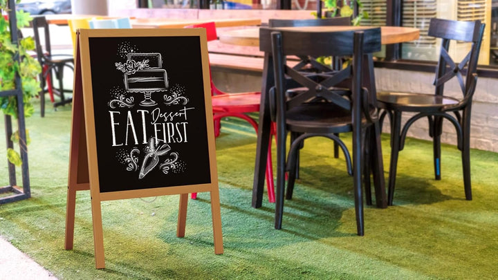 ALLboards Kundenstopper mit Gold, lackiertem Holzrahmen 100x60cm, Werbetafel, Gehwegaufsteller, Aufs