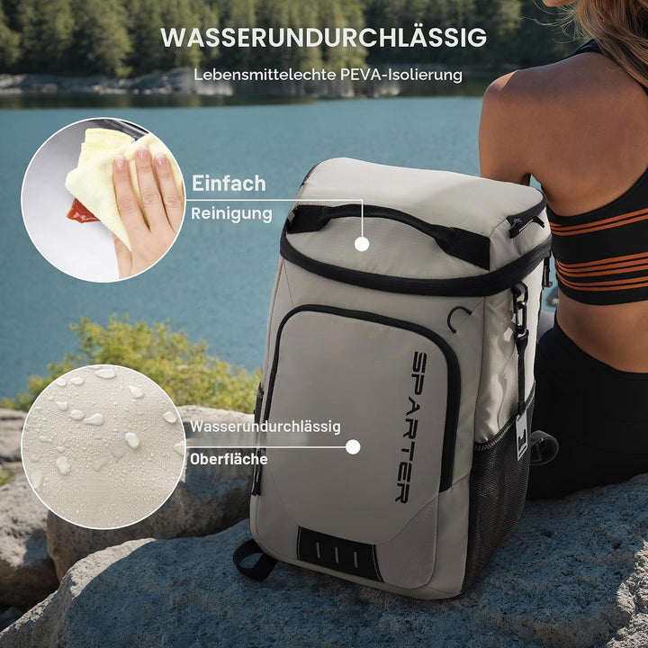SPARTER Rucksack-Kühler, isoliert, auslaufsicher, 33 Dosen, wasserdicht, leicht, isoliert, Eistruhe,
