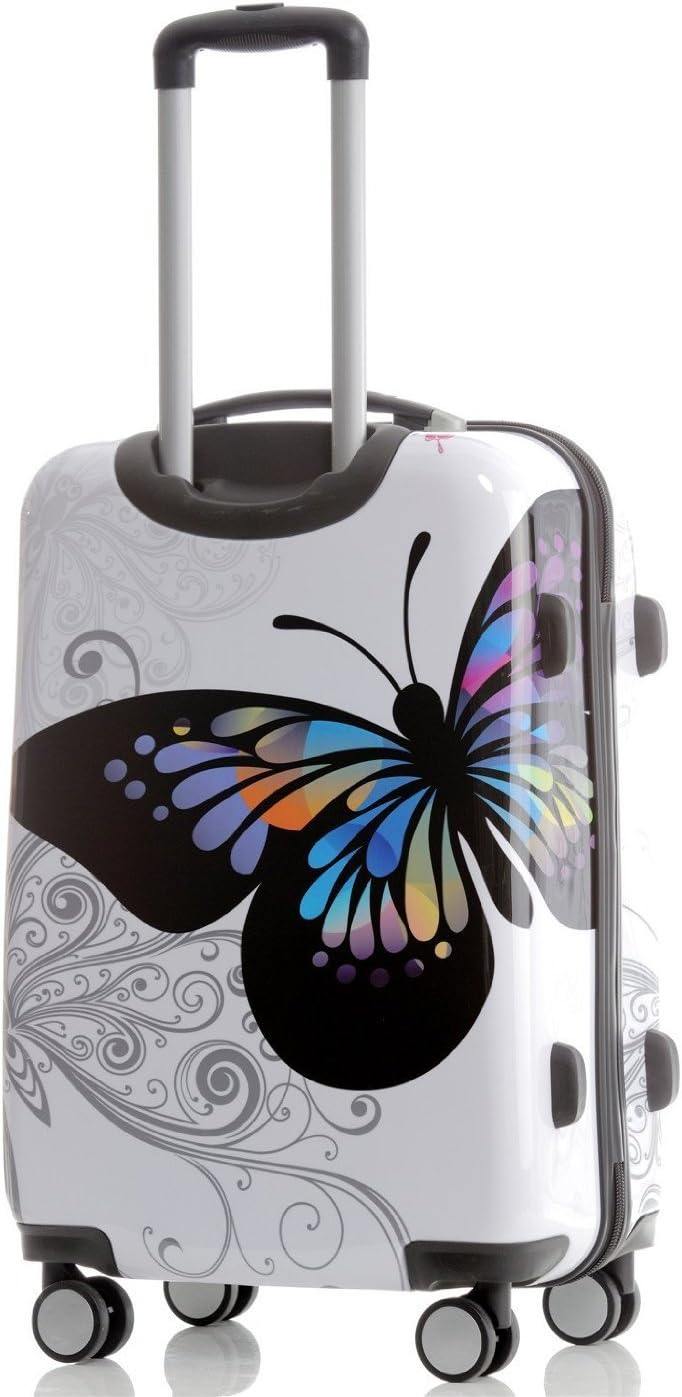 BEIBYE Butterfly 2060 4tlg Reisekoffer Trolley Hartschalen Kofferset (4er Set), 4er Set