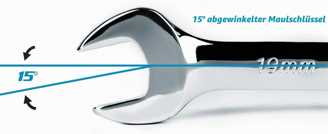 Capri Tools SmartKrome Ringmaulschlüssel-Set mit der Mechanikerablage, CP11390MT, 19-Piece Metric/Me
