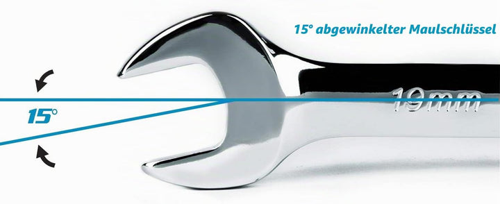 Capri Tools SmartKrome Ringmaulschlüssel-Set mit der Mechanikerablage, CP11390MT, 19-Piece Metric/Me