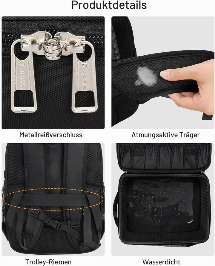 Relavel Kosmetik-Rucksack Profi Kosmetikkoffer Extra Gross Reise Kosmetik Tasche Aufbewahrungsorgani