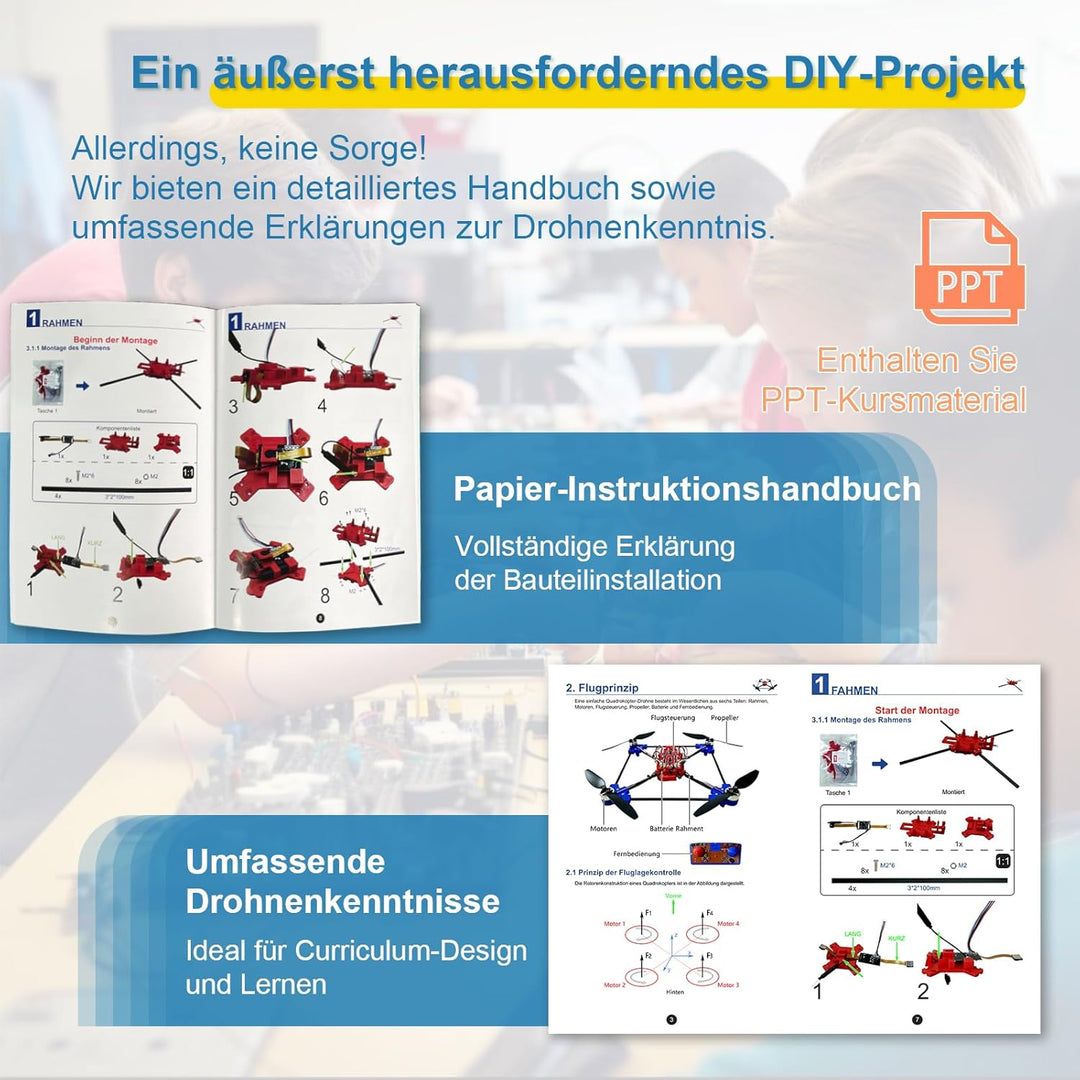 Quadrotor-Drohnen-DIY-Kit Ein einzigartiges STEM-Projekt mit Bürstenlosem Motor, optischem Flussschw