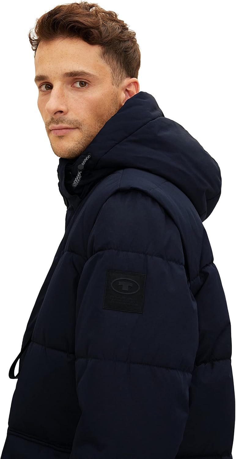 TOM TAILOR Herren puffer jacket with hood M 10668 - Sky Captain Blue, M 10668 - Sky Captain Blue