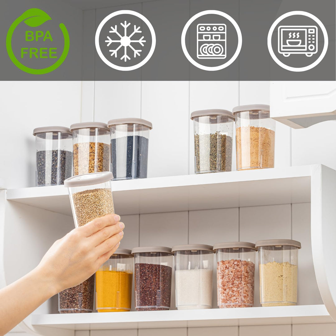 IDOBY 12er Set Gewürzbox aus Kunststoff, Transparente Gewürzdose, BPA-Freiem Kunststoff Camping Gewü