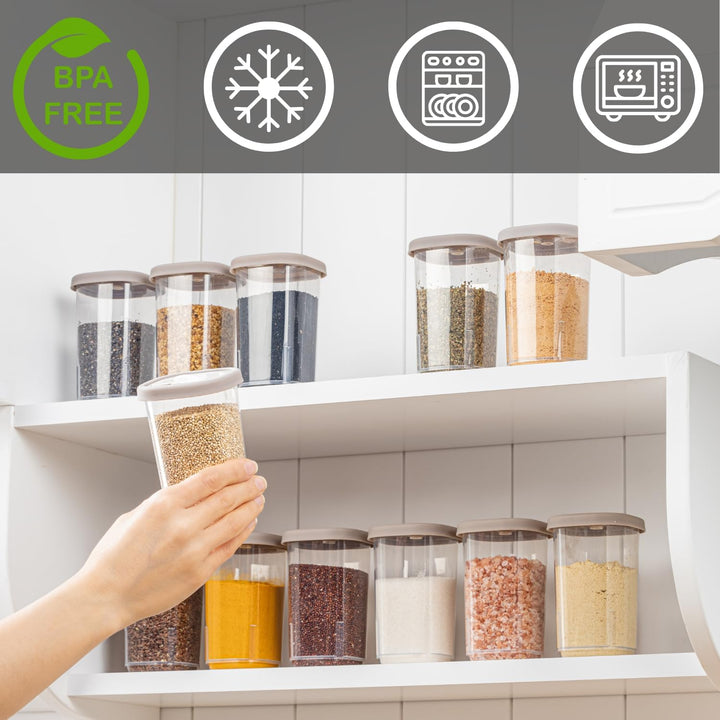 IDOBY 12er Set Gewürzbox aus Kunststoff, Transparente Gewürzdose, BPA-Freiem Kunststoff Camping Gewü