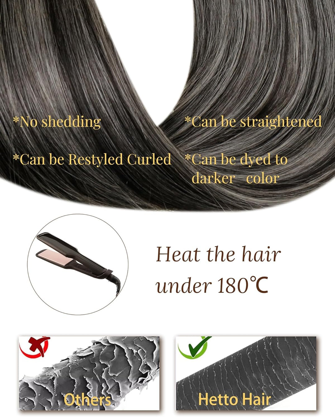 Hetto Tape in Extensions Echthaar Balayage Tape in Echthaar Extensions Schwarz Mit Grey Tape in Exte