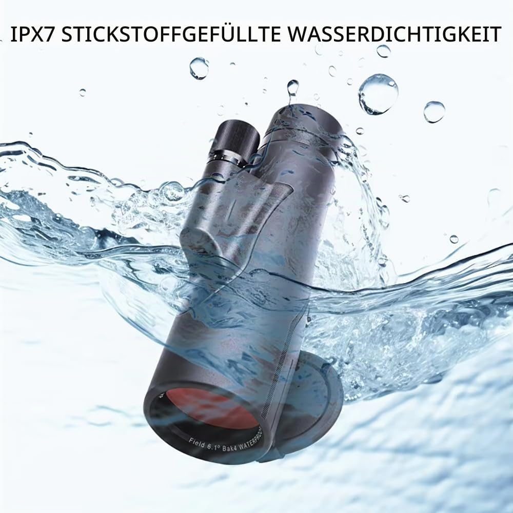 Monokular 12x56ED mit Entfernungsmesser Teleskop IPX7 Stickstoffgefüllt Wasserdicht, 21MM Okular，BAK
