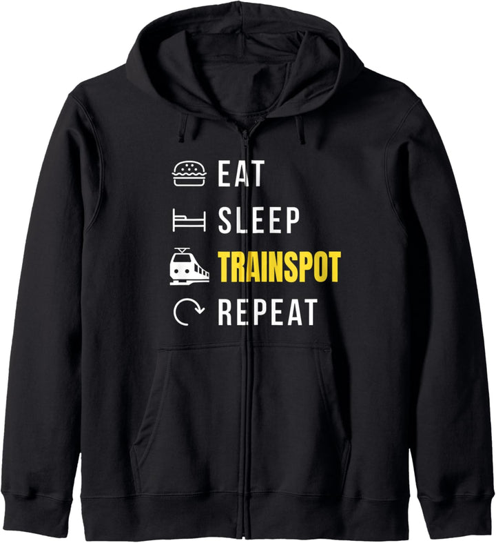 Eat Sleep Trainspot Repeat Zug Spotter Eisenbahner Fotograf Kapuzenjacke