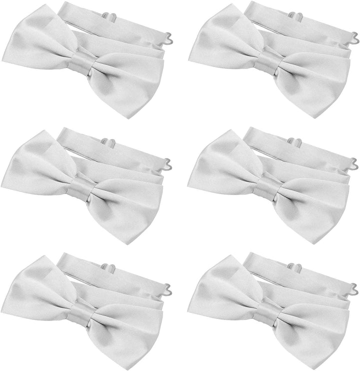DonDon 6er Set Herren Fliege 12 x 6 cm gebunden und längenverstellbar Hellgrau, Hellgrau