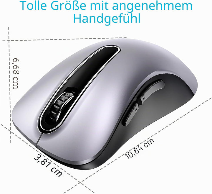 memzuoix Kabellose Maus 2.4GHz, Tragbare Optische Wireless Maus 1400 DPI mit Mini-USB-Empfänger, 5 T