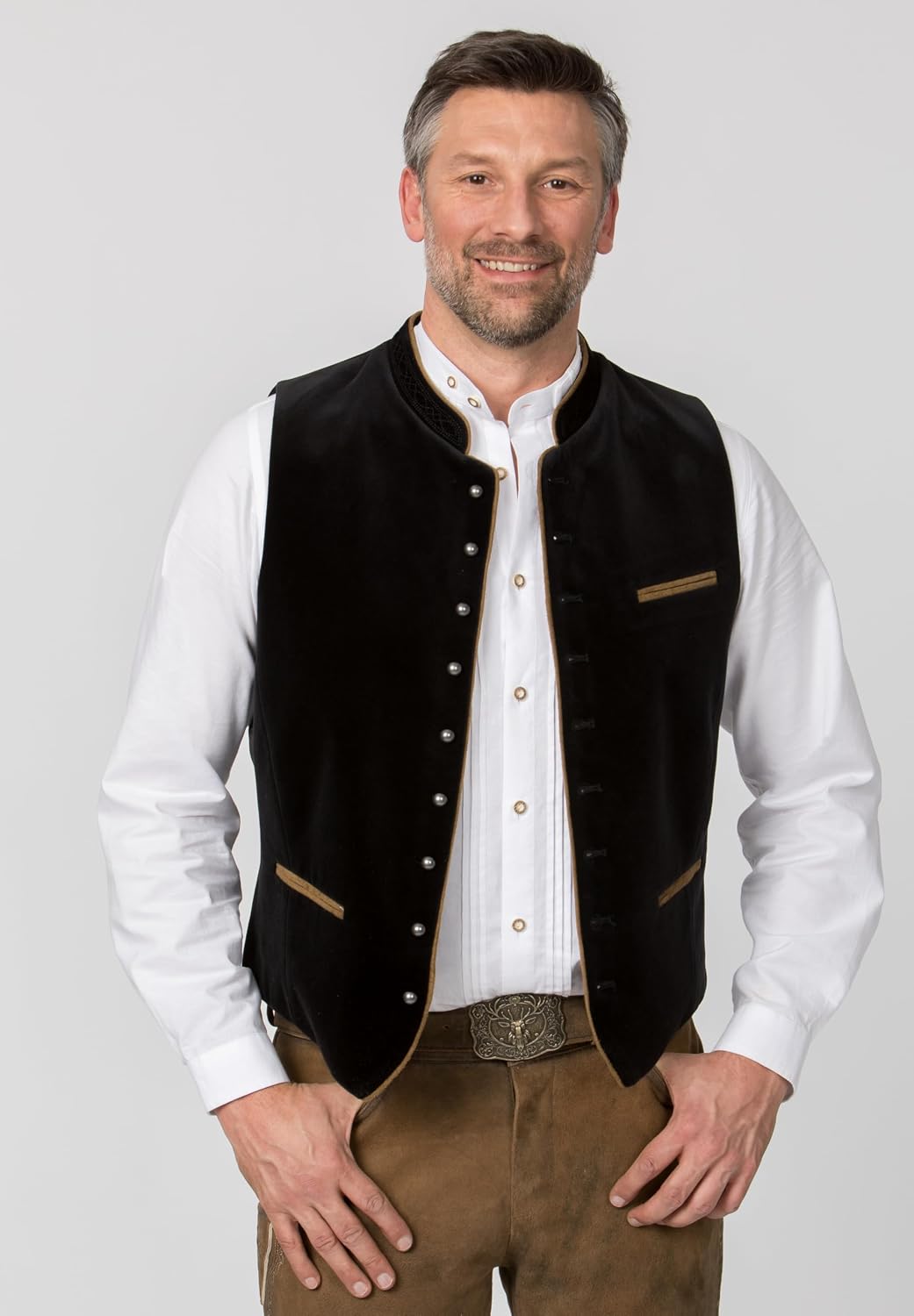 Stockerpoint Ricardo Herren Trachtenweste, Schwarz
