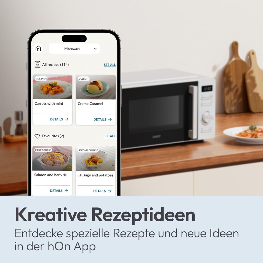Candy Mikrowelle freistehend bis 700 Watt, Mikrowellengerät mit Drehteller, 5 Leistungsstufen, 8 Aut
