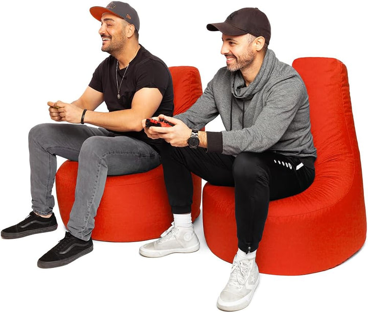 PATCH HOME Gamer Sessel inkl. Würfel Bean Bag Set Ø75cm, 30cm Sitzhöhe, 80cm Höhe + 35x35cm Würfel R