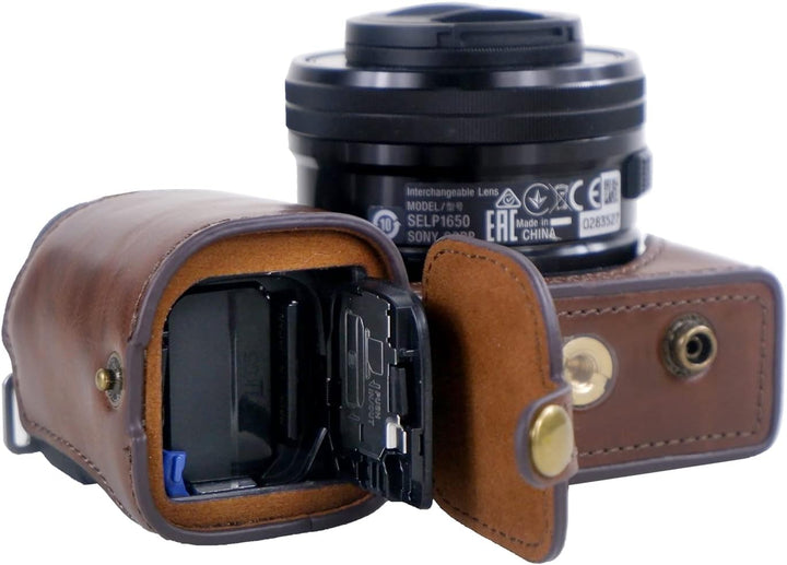 Rieibi ZVE10 Hülle - Qualität PU Leder Hülle für Sony ZV-E10 spiegellose Digitalkamera - Griff Schut