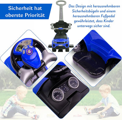 COIL Rutschauto mit der Schiebestange 614W Rutscher Babyrutscher Rutschfahrzeug Blau, Blau