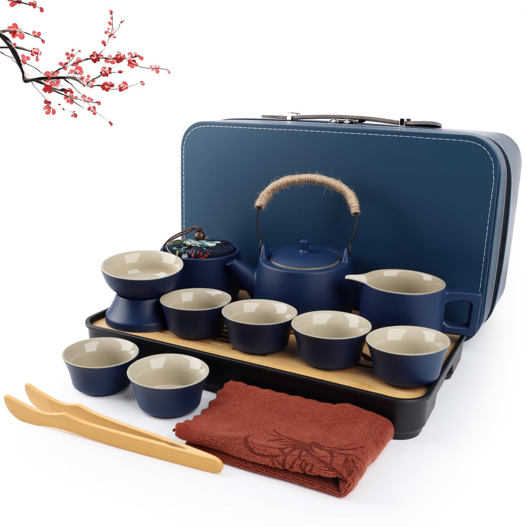 Japanisches Teeservice für 6, Schönes Tea Set Porzellan Chinesische Teekanne Set, 14 Stück Gongfu Te