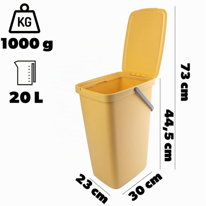 KADAX Abfallbehälter 20L, 3er Set, Abfalleimer aus Plastik mit Deckel und Griff, Mülleimer für Müllt
