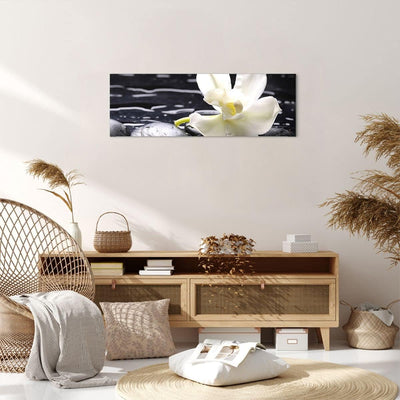 Panorama Bilder auf Leinwand Spa Orchidee Steine Wasser Leinwandbild 90x30cm Wandbilder Dekoration W