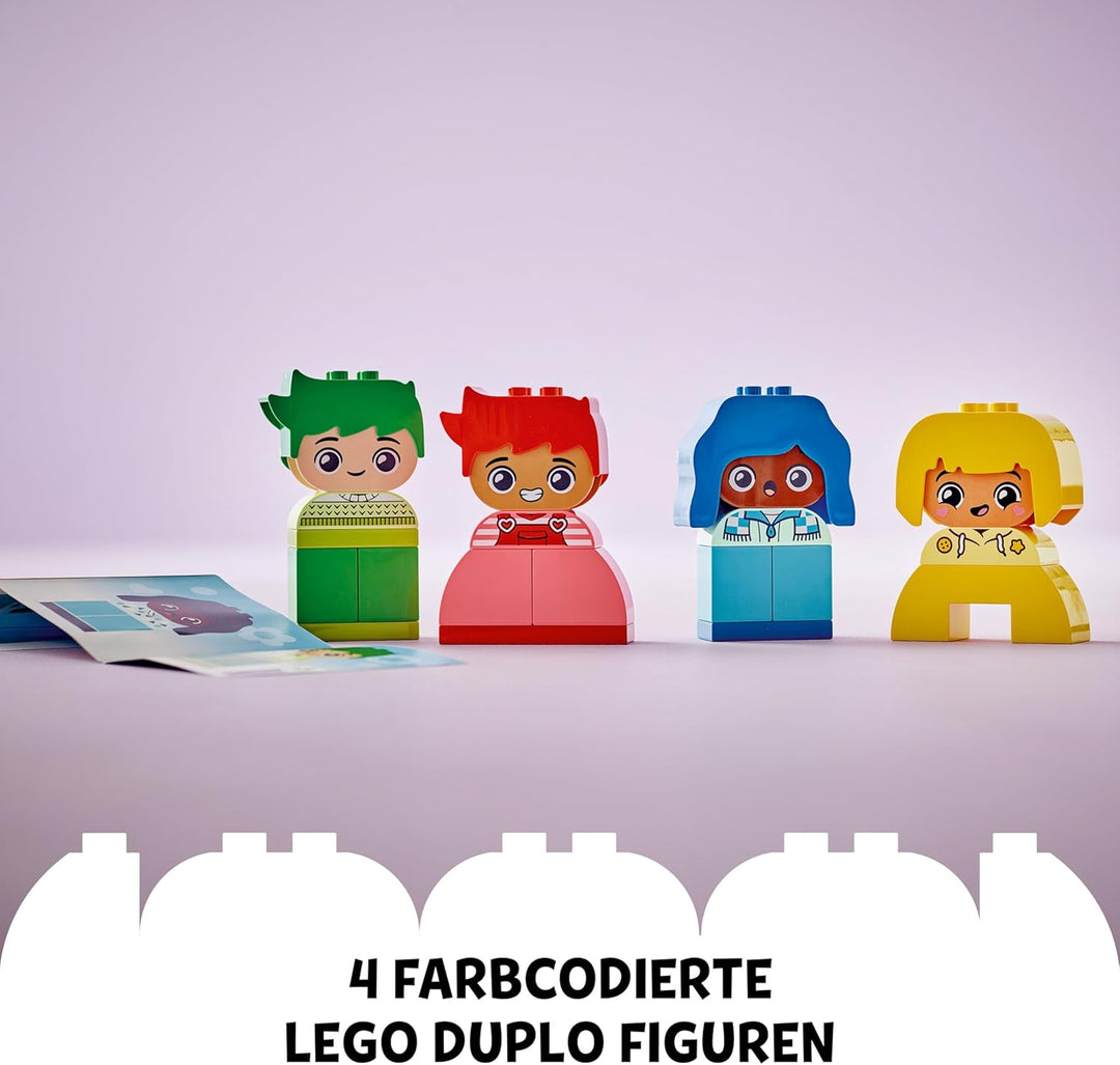 Lego DUPLO Grosse Gefühle, Stapelspiel zum Bauen mit 23 bunten Bausteinen und 4 Figuren, Motorik-Spi