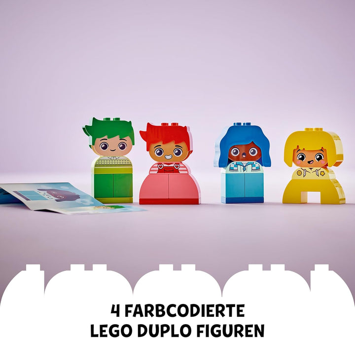 Lego DUPLO Grosse Gefühle, Stapelspiel zum Bauen mit 23 bunten Bausteinen und 4 Figuren, Motorik-Spi